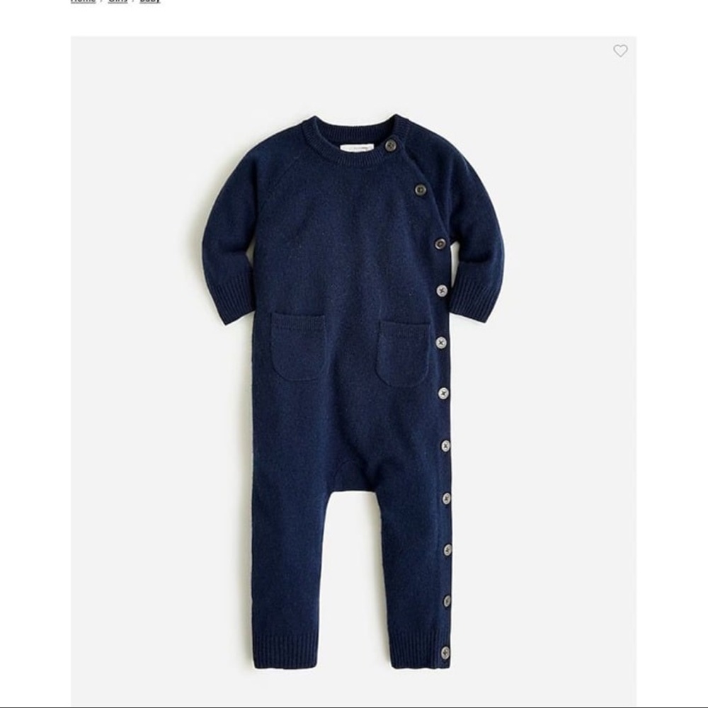 NWT J Crew Crewcuts Baby Boy 100% Cashmere One Piece Navy Winter Holiday
